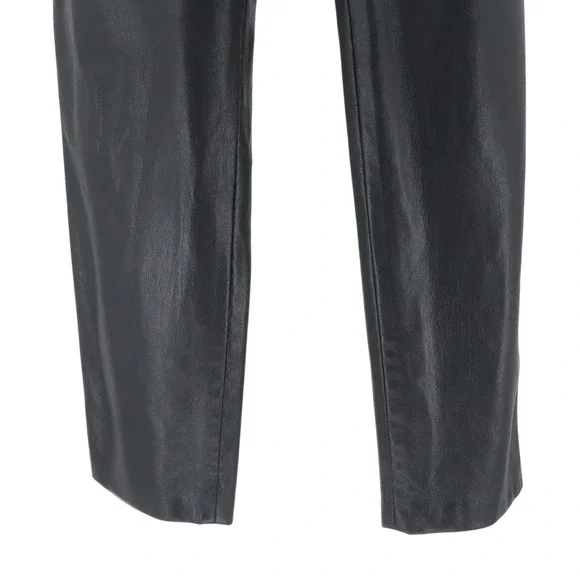 Nanushka Ethan Ultra High Rise Faux Leather Belted Pants Trousers Black Small